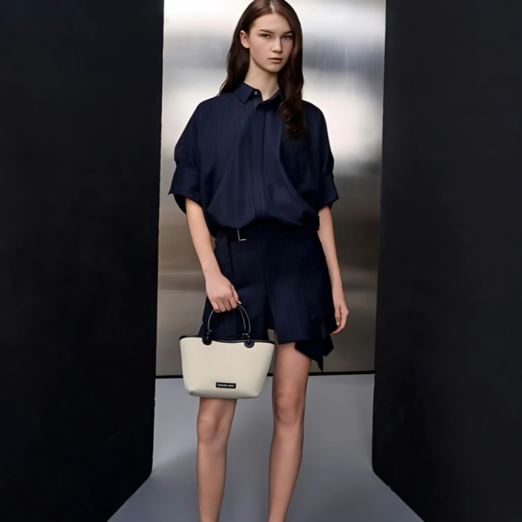 Charles & Keith Sabine Canvas Knotted-Handle Tote Bag - Black