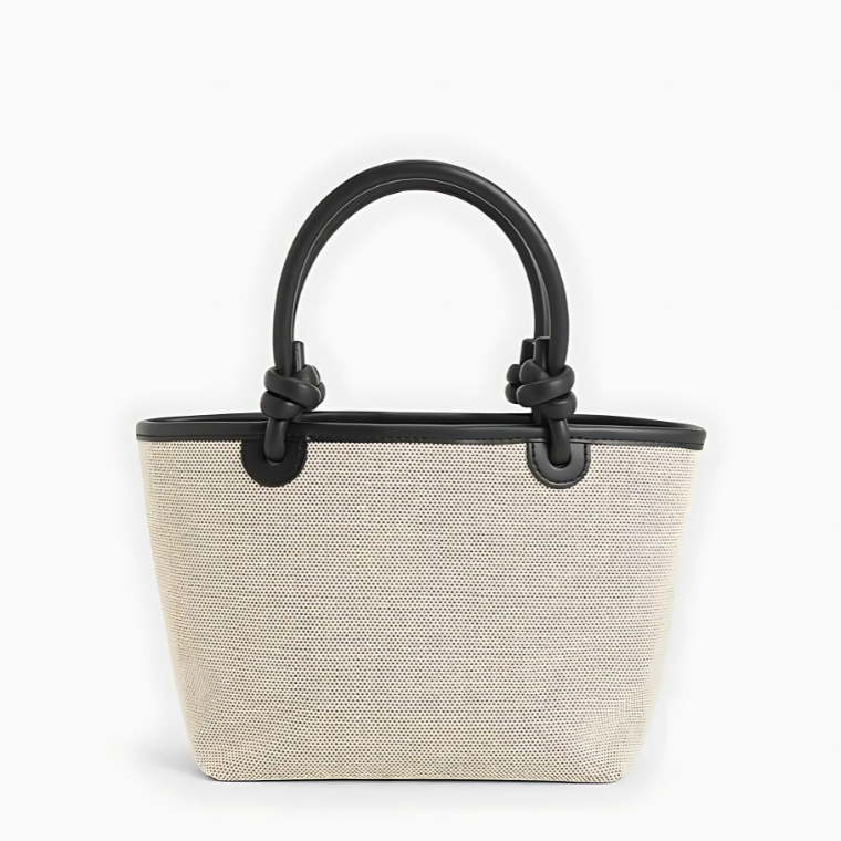 Charles & Keith Sabine Canvas Knotted-Handle Tote Bag - Black