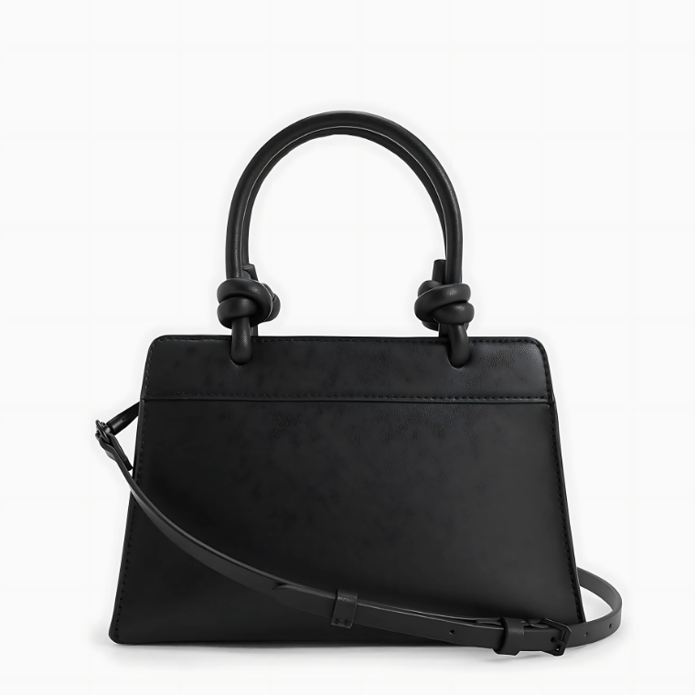 Charles & Keith Sabine Knotted-Handle Trapeze Tote Bag - Jet Black