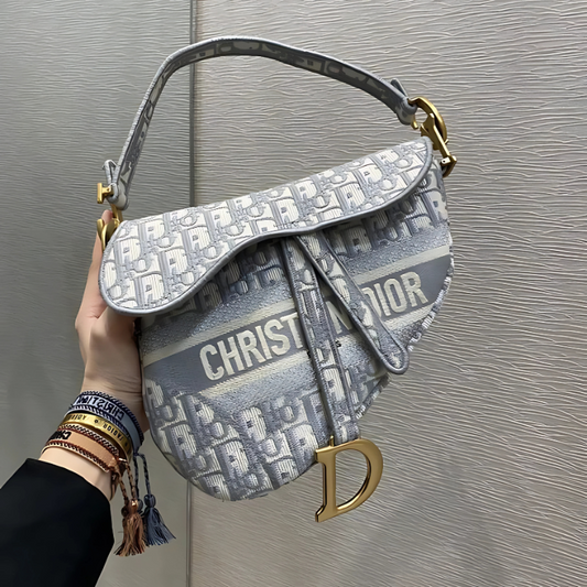 Christian Dior Oblique Embroidered Saddle Bag