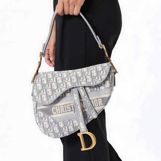 Christian Dior Oblique Embroidered Saddle Bag