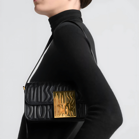 Christian Dior Flap Bag Black Quilted Miss Dior Allover Calfskin