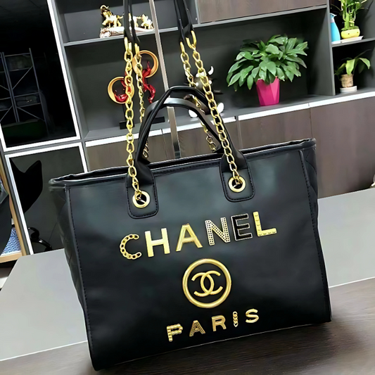 Chanel Black Caviar Leather Tote Bag