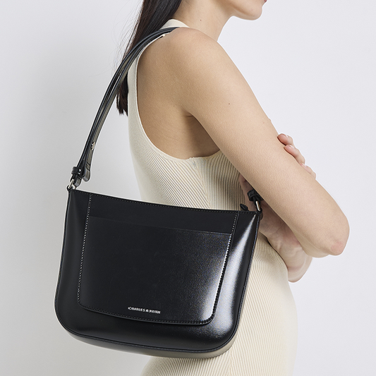 Charles & Keith IRIE Logo Detail Shoulder Bag