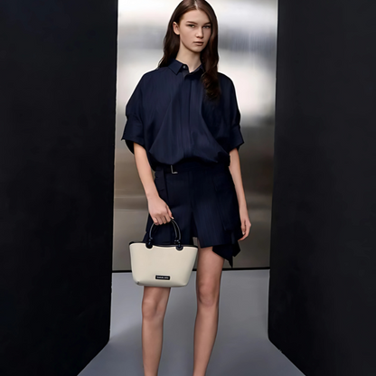 Charles & Keith Sabine Canvas Knotted-Handle Tote Bag - Black
