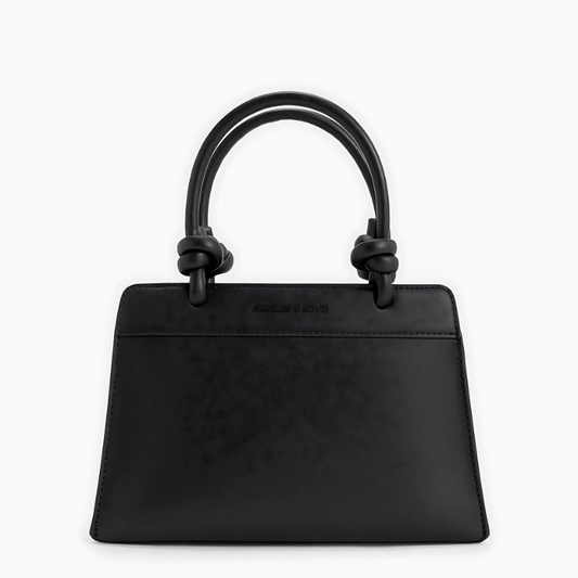 Charles & Keith Sabine Knotted-Handle Trapeze Tote Bag - Jet Black