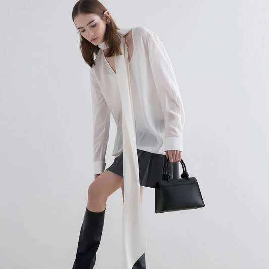 Charles & Keith Sabine Knotted-Handle Trapeze Tote Bag - Jet Black
